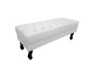 Ver imagem 1 de Recamier Luis Xv Capitonê Retrô 120cm Couro Branco Pés Madeira Mz Decor