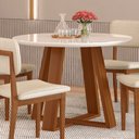 Ver imagem 3 de Mesa de Jantar Redonda Benedicta com 4 Cadeiras Class Palha 115cm