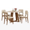 Ver imagem 1 de Mesa de Jantar Redonda Benedicta com 4 Cadeiras Class Palha 115cm