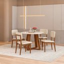Ver imagem 2 de Mesa de Jantar Redonda Benedicta com 4 Cadeiras Class Palha 115cm