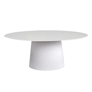 Mesa de Jantar Cone Oval 180x100 Cm Laqueada Laminada em Madeira Branca