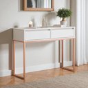 Ver imagem 1 de Aparador Moderno Estilo Industrial com Base Metal 2 Gavetas - Branco Cobre