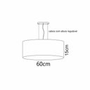 Ver imagem 4 de Lustre Pendente Redondo Cúpula em Tecido 60x15 Linho Natural
