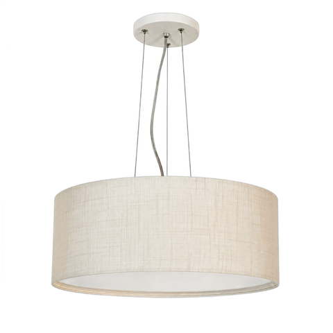 Lustre Pendente Redondo Cúpula em Tecido 60x15 Linho Natural