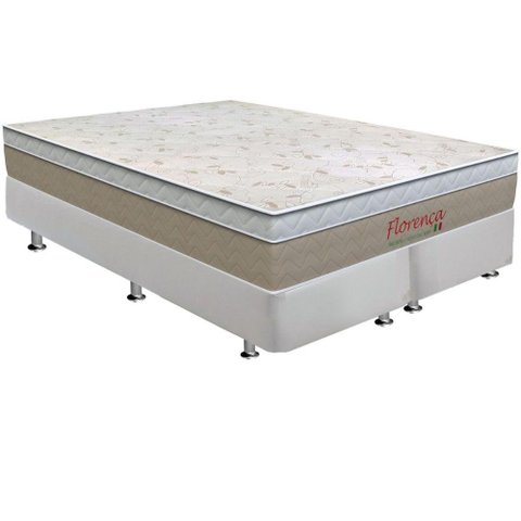 Cama Box Queen: Colchão Molas Bonnel Orthoflex Florença + Base CRC Courano White(158x198)