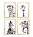 Ver imagem 1 de Kit Quadro Decorativo Infantil Delicado Flores Safari Quarto Criança Bebê Enxoval Menina