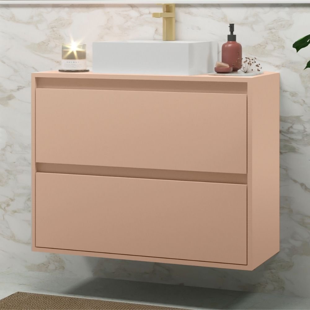 Gabinete para Banheiro com Cuba 80cm Mdf Rosa Dubai - On Móveis