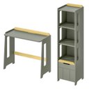 Ver imagem 2 de Escrivaninha e Estante 3 Nichos com Porta Petit Casatema MadeiraOriginals Verde/Mel