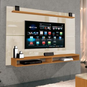 Painel Para TV Até 65 Polegadas Com Prateleira 1,80m Max Cedro/Off White