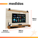Ver imagem 3 de Painel para Tv até 65 Polegadas com Prateleira 1,80m Max Cedro/off White