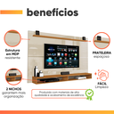 Ver imagem 4 de Painel para Tv até 65 Polegadas com Prateleira 1,80m Max Cedro/off White