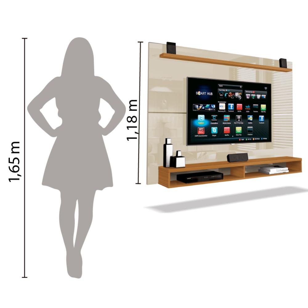 Painel Para TV Até 65 Polegadas Com Prateleira 1,80m Max Cedro/Off White - 4