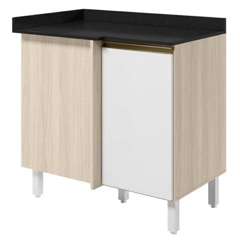 Balcão Canto Reto com Tampo 1 Porta MDF 89 cm Kali 1222722 Bianco Toq Branco Nicioli