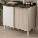 Ver imagem 3 de Balcão Canto Reto com Tampo 1 Porta MDF 89 cm Kali 1222722 Bianco Toq Branco Nicioli
