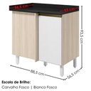 Ver imagem 2 de Balcão Canto Reto com Tampo 1 Porta MDF 89 cm Kali 1222722 Bianco Toq Branco Nicioli