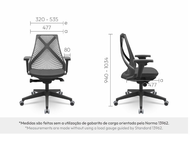 Cadeira Presidente Bix X+ Plaxmetal Slider Tela Cinza Assento Fendi - 4