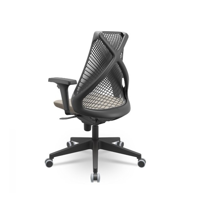Cadeira Presidente Bix X+ Plaxmetal Slider Tela Cinza Assento Fendi - 3