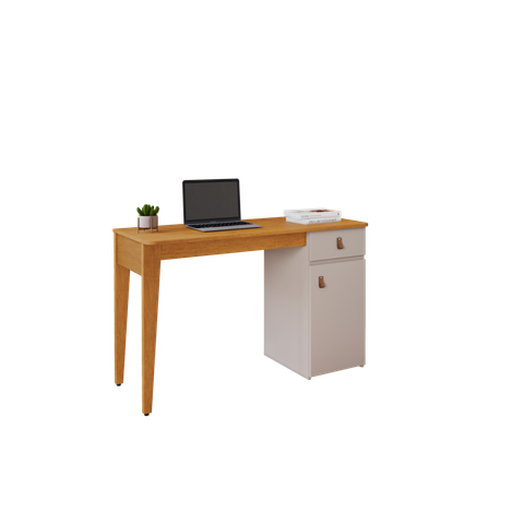 Escrivaninha Mesa de Estudo Helo 1 Gaveta com 1 Porta Jcm Moveis Cinamomo/off White