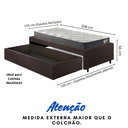 Ver imagem 5 de Base Box Cama Solteirão Sapateira Courino Linho Marrom e Colchão Adapto Ecoflex 96x203