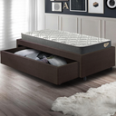 Ver imagem 6 de Base Box Cama Solteirão Sapateira Courino Linho Marrom e Colchão Adapto Ecoflex 96x203