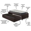 Ver mais imagens de Base Box Cama Solteirão Sapateira Courino Linho Marrom e Colchão Adapto Ecoflex 96x203
