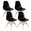 Ver imagem 2 de Conjunto de Mesa de Jantar Eames Eiffel Redonda 90 Cm Tampo de Madeira Preto com 4 Cadeiras Pretas P