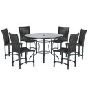 Ver imagem 1 de Mesa Ascoli 120 Cm com 6 Cadeiras Cannes de Alumínio, Pintura Preta e Trama Tela de Corda Náutica