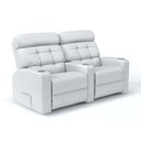 Ver imagem 1 de Sofá 2 Lugares Reclinável Manual em Couro Bovino Cor Branco Linha Cinema