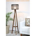 Ver imagem 3 de Luminária de Chão Aila Metal Preto com Base em Madeira 153cm - 69306