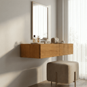 Ver imagem 2 de Aparador Eros 90cm Suspenso Penteadeira Flutuante com Gavetas Moderno Estilo Minimalista:naturale