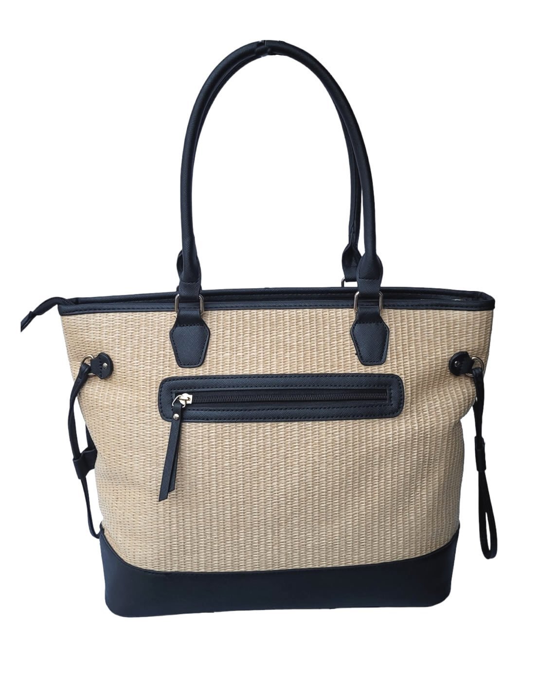 Bolsa Estilosa Palha Chic Tote Bag Espaçosa Alice Palucci Preto Semax - 3