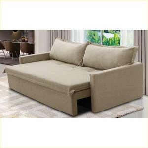 Sofá sem Caixa Retrátil e Reclinável 1,85m com Molas Karla Linho Cinza Rover & Beato