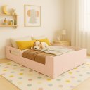 Ver imagem 2 de Cama Casal Montessoriana Infantil Princesa Grade de Proteção Lateral Moderna MDF - Rosa