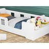 Cama Infantil Montessoriana com Grade Proteção e Prateleira Com Colchão Manu Branco - 4