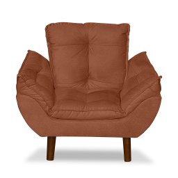 Mini Poltrona Cadeira Infantil de Criança Suede Terracota  Pés Palito - 1