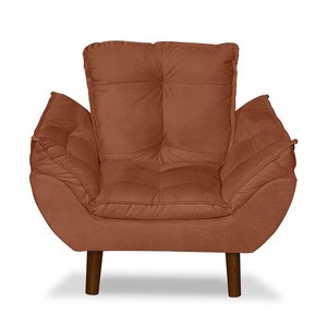 Mini Poltrona Cadeira Infantil de Criança Suede Terracota  Pés Palito