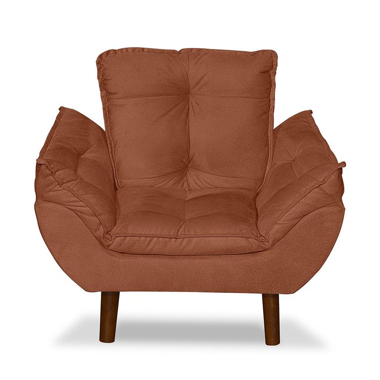 Mini Poltrona Cadeira Infantil de Criança Suede Terracota  Pés Palito