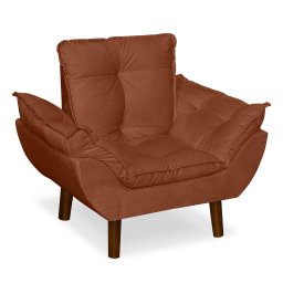Mini Poltrona Cadeira Infantil de Criança Suede Terracota  Pés Palito - 2