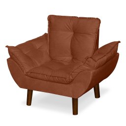 Mini Poltrona Cadeira Infantil de Criança Suede Terracota  Pés Palito - 3