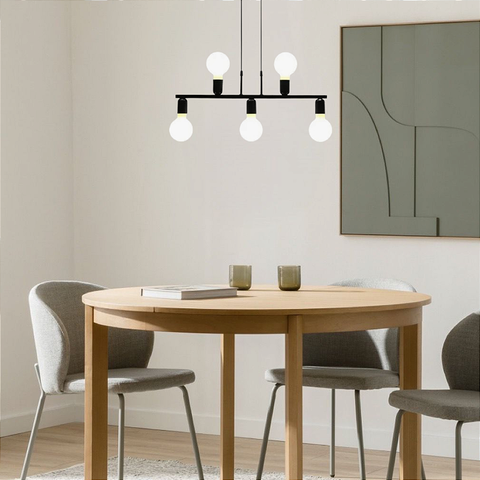 Luminária de Teto Pendente Tugson 5 Lâmpadas Industrial Moderno - Branco