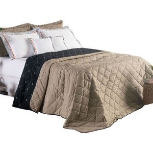 Kit Cobre Leito Dupla Face Casal King Bordado Renove Hipercal 400 Fios:cáqui