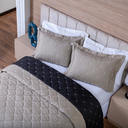 Ver imagem 2 de Kit Cobre Leito Dupla Face Casal King Bordado 3 Peças Essence Hipercal 400 Fios:cáqui