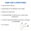 Ver imagem 2 de Cabo de Carregamento C/ 3 Conectores Usb Universal Branco