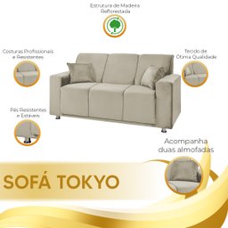 Sofá 3 Lugares Fixo Tokyo Veludo - Star Confort - 7