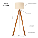 Ver imagem 4 de Abajur de Chão Tripé 1,50 Cm Completo com Cúpula e Fiação Luminária de Piso para Sala, Quarto