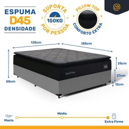 Cama Box com Colchão de Espuma D45 Pillow Top Suport Maxx Casal 138cm - 3