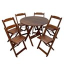 Ver imagem 6 de Mesa Dobrável De Madeira Redonda 90cm Com 6 Cadeiras Imbuia Cor: Marrom
