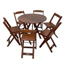 Ver imagem 5 de Mesa Dobrável De Madeira Redonda 90cm Com 6 Cadeiras Imbuia Cor: Marrom