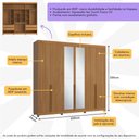 Ver imagem 3 de Guarda-roupas Casal 6 Portas com Espelhos Multimóveis Cr35242