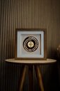 Ver imagem 1 de Quadro Decorativo Oração de São Bento Iluminado Led Acrílico Dourado 28x28cm Moldura Dupla em Madeir